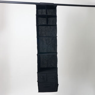 Homez polyester clothes organizer hanging organizer with 7 tiers and 3 drawers, black 32*62*32