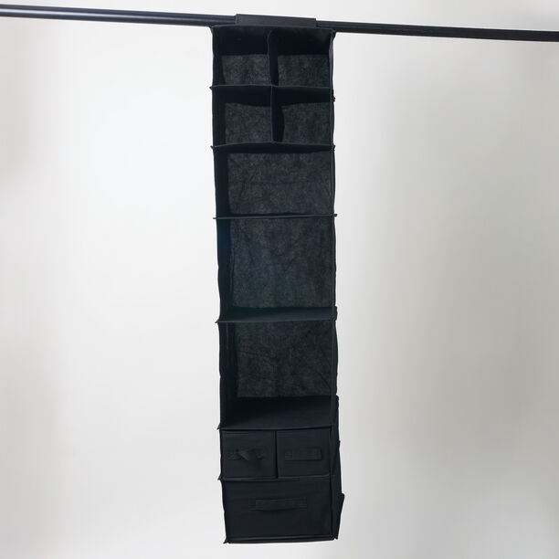Homez polyester clothes organizer hanging organizer with 7 tiers and 3 drawers, black 32*62*32 image number 0