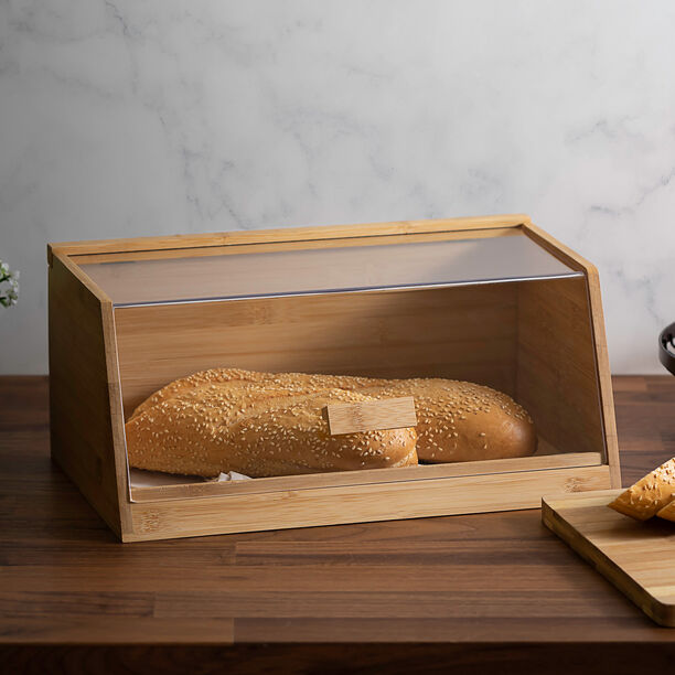 Alberto Bamboo Bread Bin W/Acrylic Lid L:35Xw:21.5X15.3Cm image number 3
