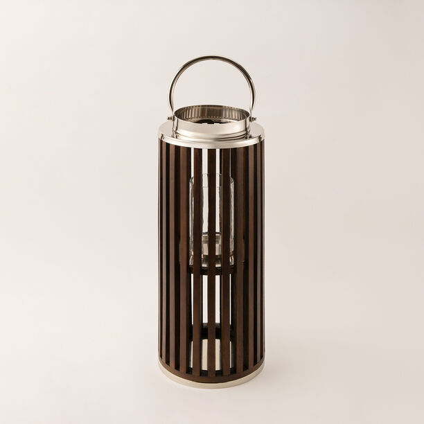 Homez stainless steel silver lantern 23*23*58 cm image number 0