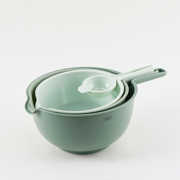 Alberto 4pcs plastic multifunction mixing bowl set, green image number 3