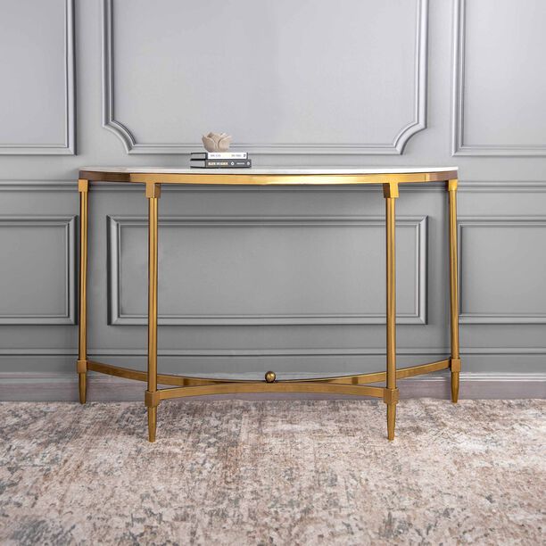 Console Table Marble Top Steel Legs Gold 120*40*76 cm image number 0