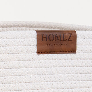 Homez woven basket 30*33 top white & bottom grey with hidden handle