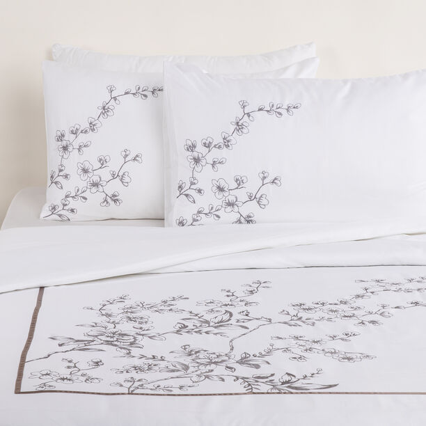 Cotton 4pc Duvet Set Super King 240X260 Floral Embroidery image number 1