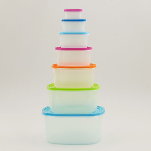 Pentola 7pcs plastic square food container set with lids image number 0