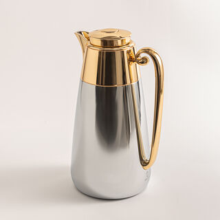 Dallaty set of 2 steel vacuum flask chrome & gold 1L