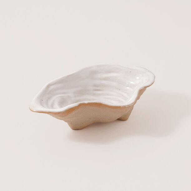 هومز صحن ديكور سيراميك بتصميم وردة، بيج 18.5*11.8*5.3 سم image number 0