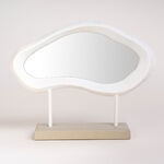Homez off white resin mirror with ribbed texture 41.2*9.7*32.2 cm image number 0