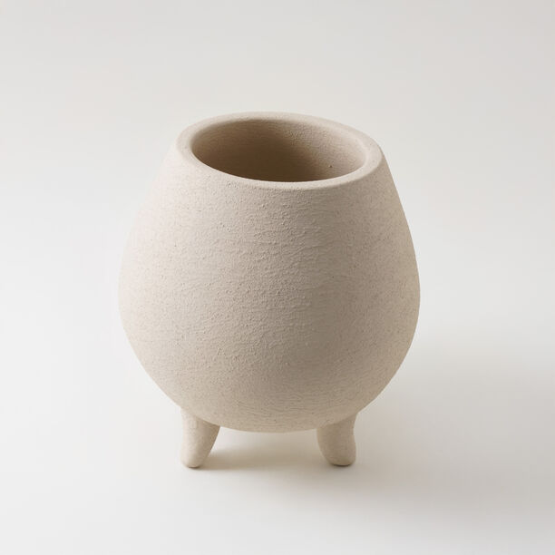 Homez Clay Stone Vase 19*19*29Cm, Offwhite image number 1