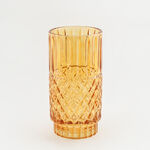 هومز فازة زجاج بني داكن بنقشة ماسية 14*14*27.6 سم image number 1