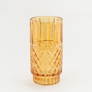 "Homez Dark Brown Diamond Pattern Glass Vase 14*14*27.6 cm