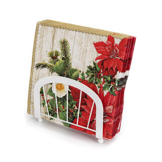 Ambiente Serving Paper Napkins Poinsettia On Wood Design Red Color