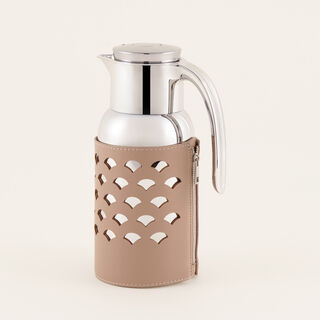 "Dallaty stainless steel vacuum flask with patterned leather touch, beige 1.3L