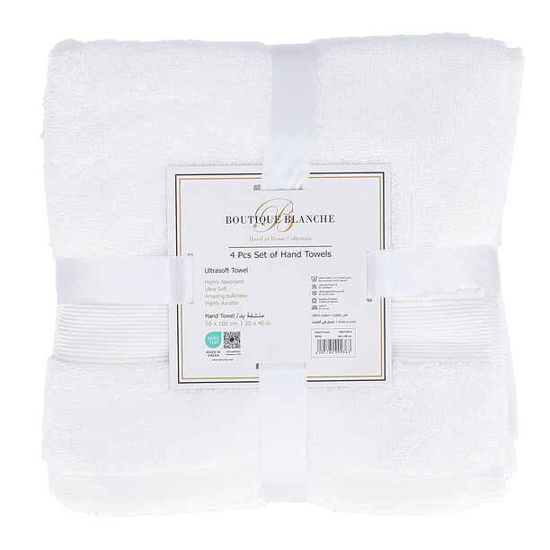 Boutique Blanche White 4 Piece Ultra Soft Hand Towel Set 50*100 Cm image number 2