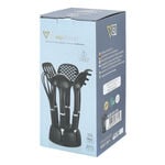 6 Piece Utensils Set With Stand Black Silver image number 4