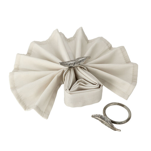 La Mesa Napkin Ring 2 Pieces Set Alloy Silver Leaf image number 1
