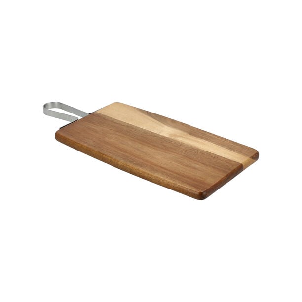  Acacia Wood Square Serving Tray With Steel Handle image number 1