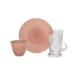 18Pc Arabic Tea And Coffee Set Glass Colorback Peach image number 2