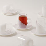 Dallaty 12pcs glass tea cups with saucers, white image number 0