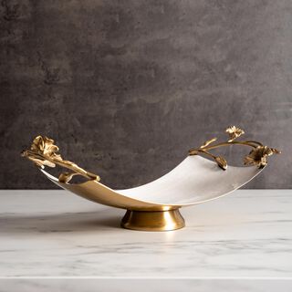 Pedestal Tray White&Satin Gold