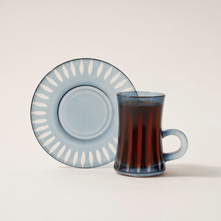 Dallaty glass 12pcs tea cup set, blue