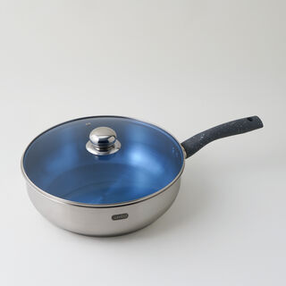 Alberto stainless steel ftypan with lid 30*8.5cm 6.0L, silver