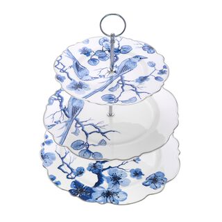 La Mesa Flwr 3 Tiers Cake Stand Blue 