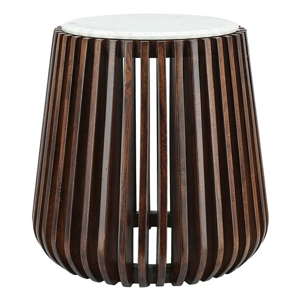 Marble And Wood Side Table Dia 58Xht: 57 cm image number 0