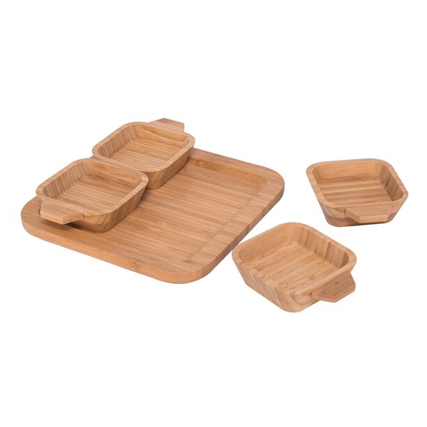 Bamboo Plate Set 4 Pieces With Base Tray image number 2