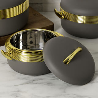 بنتولا طقم سخان طعام ستانلس ستيل 3 قطع، رمادي