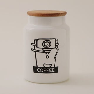 Glass coffee jar 890ml with wooden lid in white