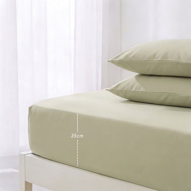 بوتيك بلانش شرشف سرير مطاطي قطن 100% 200 خيط أخضر 180*200 سم image number 2