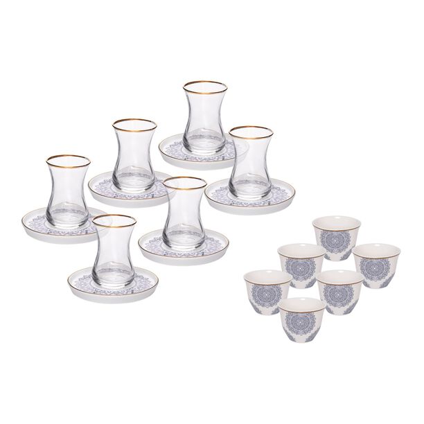 La Mesa Tea And Coffee Set 18 Pieces Blue Metalic Effect image number 1