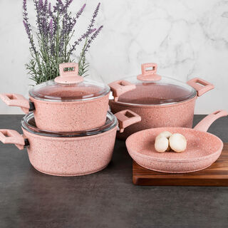 Alberto Granite Cookware Set 7 Pieces Pinkstone