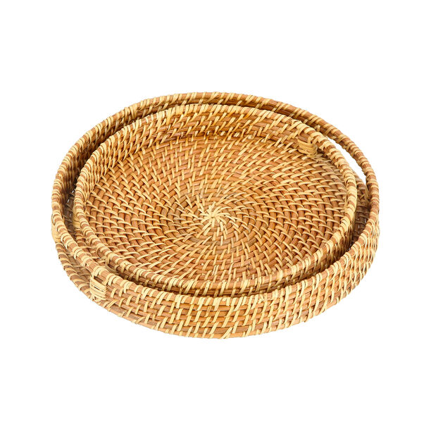 2Pcs Rattan Tray White Coastal image number 1