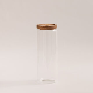Borosilicate glass storage jar with acacia lid,1300 ml