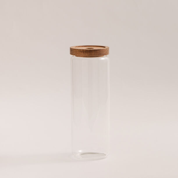 Borosilicate glass storage jar with acacia lid,1300 ml image number 0