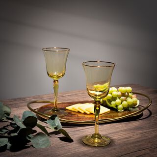Anceints Set Of 4 Clear Juice Glass With Hony Luster