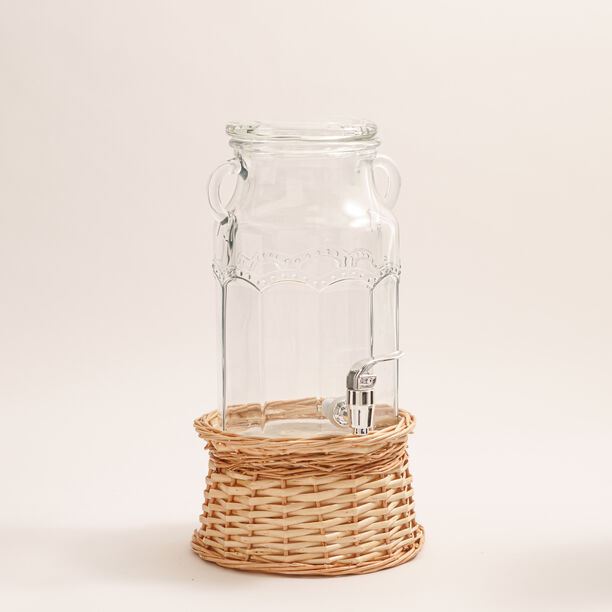 La Mesa glass juice dispensser in a wicker base 3.7 L image number 1