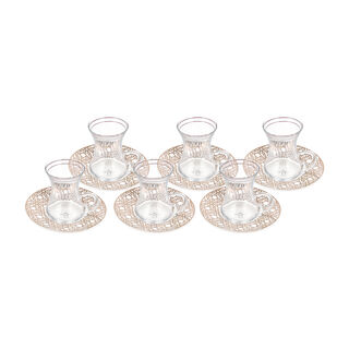 12Pc Arabic Tea Cups Kan Ya Makan Porcelaim Gold