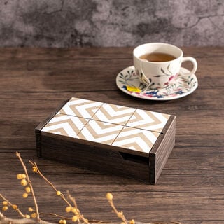 Tea Box 6 Sections Brown and White
