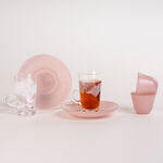 18Pc Arabic Tea And Coffee Set Glass Colorback Peach image number 0