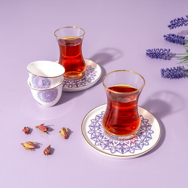 طقم شاي وقهوة 18 قطعة لون أزرق معدني من لاميسا image number 0
