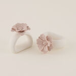 طقم خواتم مناديل بورسلان بشكل الخوخ، وردي image number 0