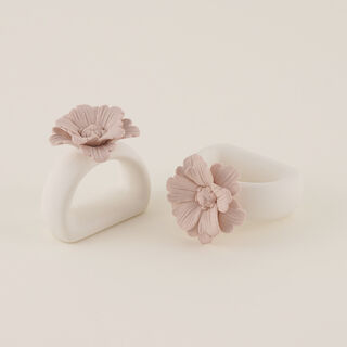 طقم خواتم مناديل بورسلان بشكل الخوخ، وردي