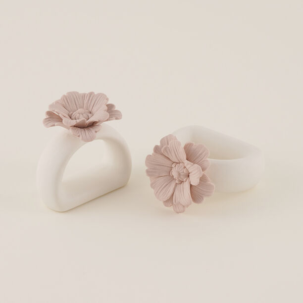 طقم خواتم مناديل بورسلان بشكل الخوخ، وردي image number 0