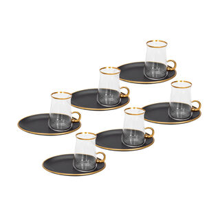 12 Pieces Tea Set Beyaz Black