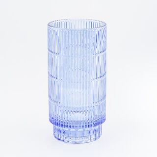 "Homez navy ribbed glass vase 14*14*27.6 cm