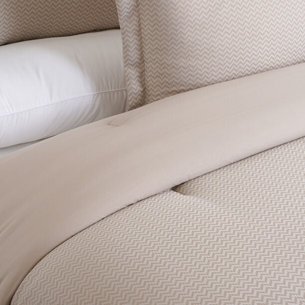 Cottage chevron 2pc comforter set twin 150*220cm microfiber beige image number 3