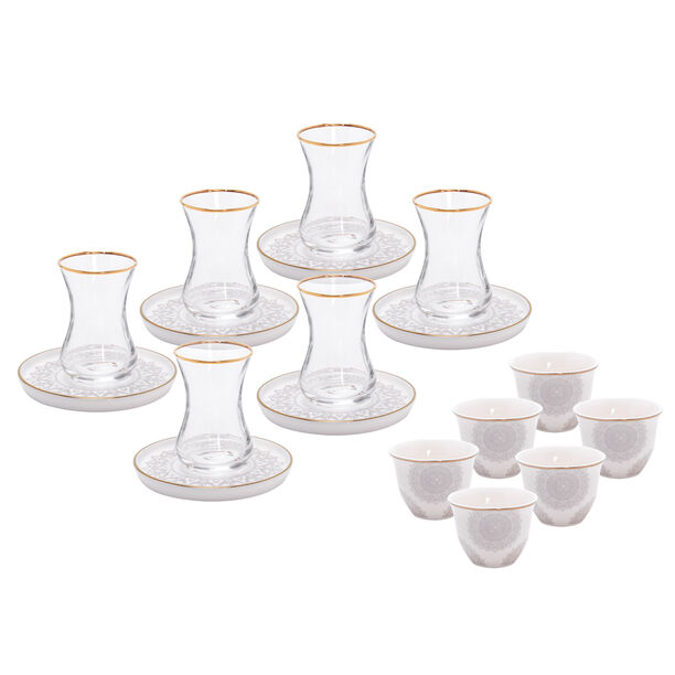 La Mesa 18 Piece Tea and Coffee Set Serve 6 Persons Biege Metalic Effect image number 1